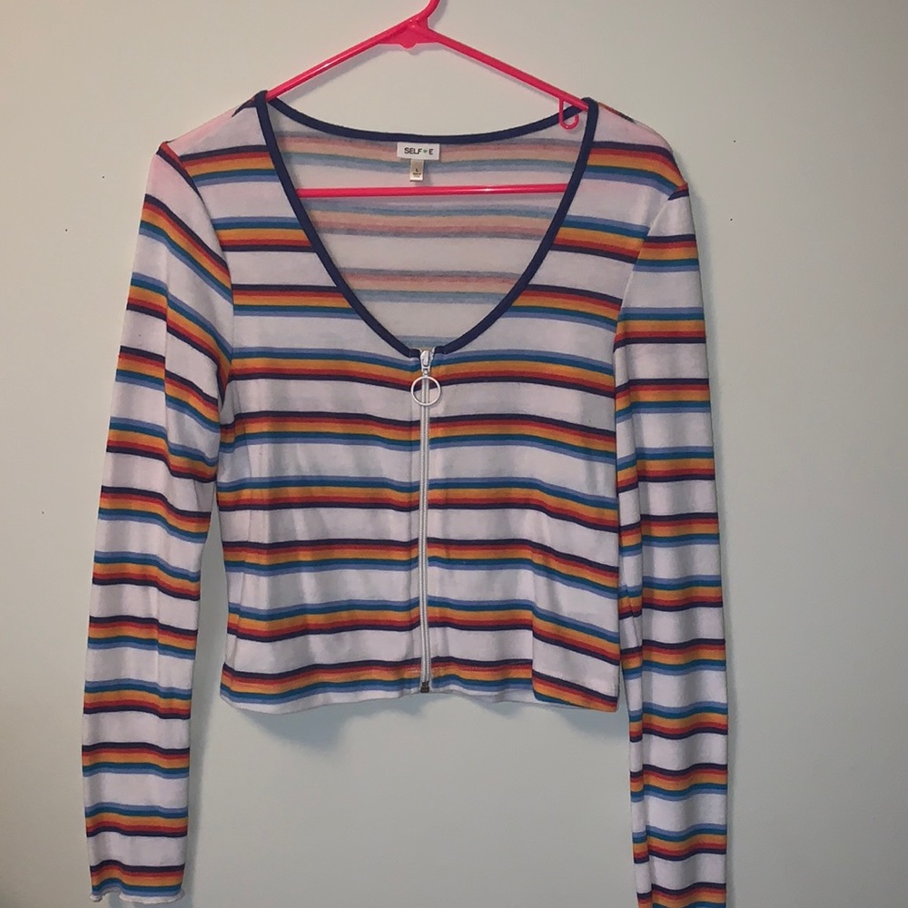 Rainbow striped cropped long sleeve